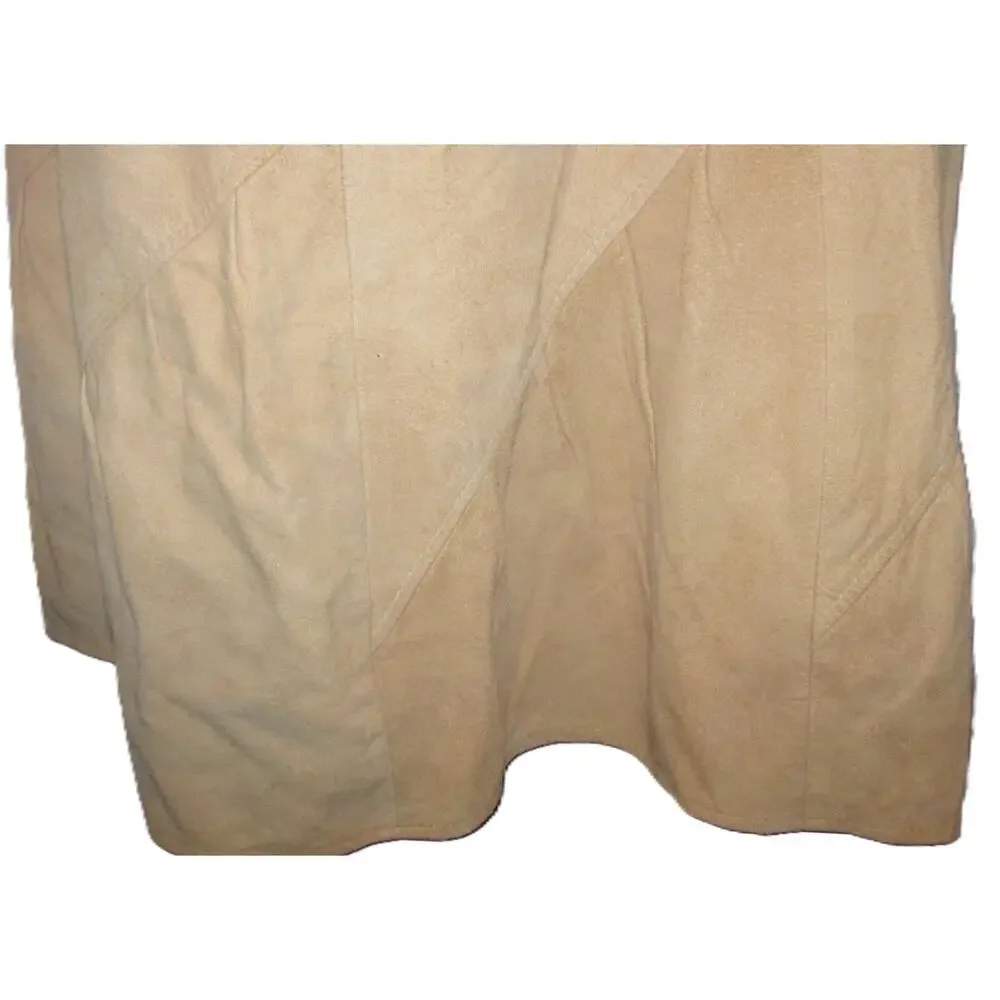 Vtg 70's PIONEER WEAR fit 8 Tan Suede Leather Ruffle Jacket & Skirt Western Boho - Picture 10 of 16